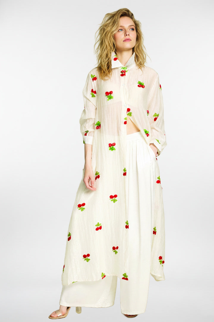 Cherry Blossom Embroidered Shirt