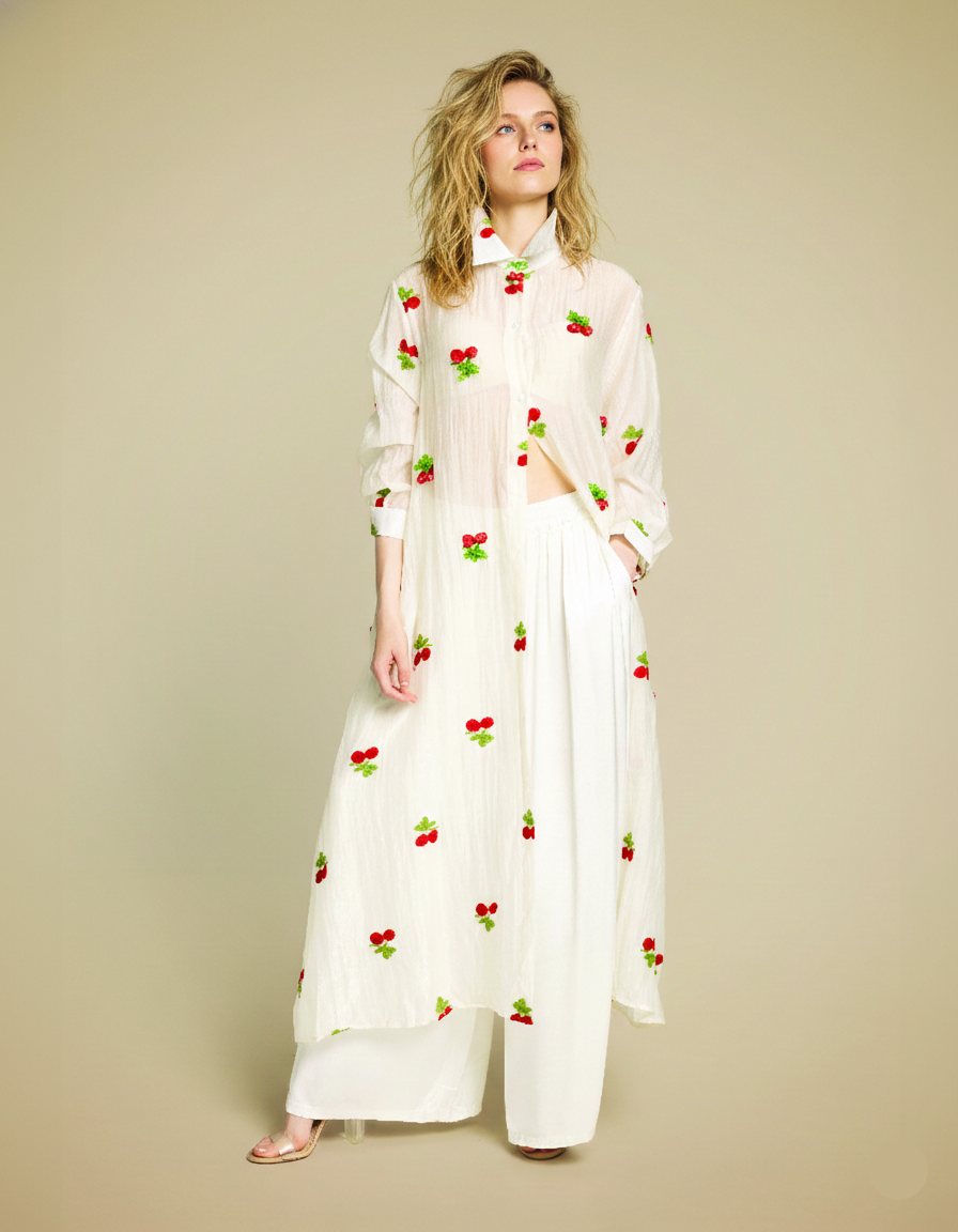 Cherry Blossom Embroidered Shirt