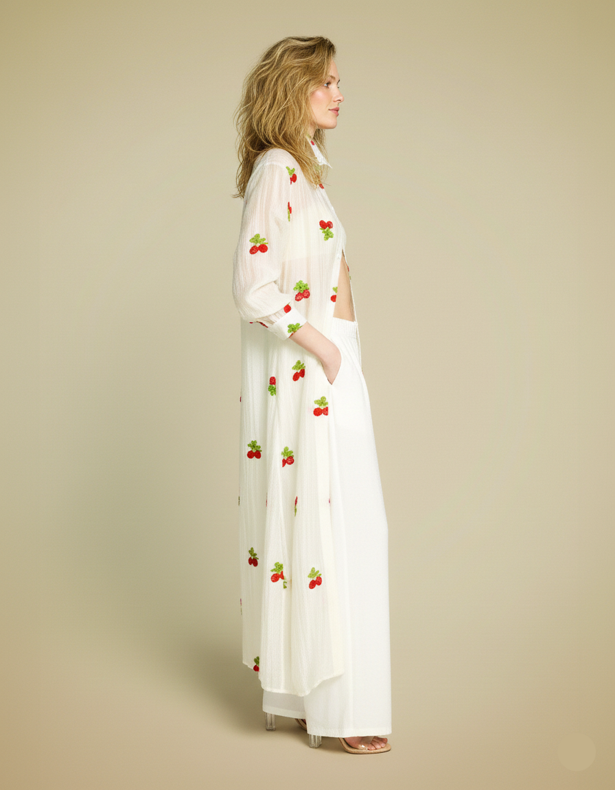 Cherry Blossom Embroidered Shirt