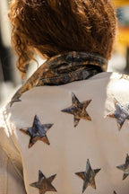 Chaqueta de cuero Christy Star Detail, serpiente color oliva.