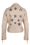 Chaqueta de cuero Christy Star Detail, serpiente color oliva.