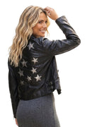 Chaqueta de cuero Christy Star Detail, serpiente color oliva.