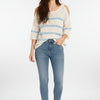 Cotton Stripe Cold-Shoulder Knit