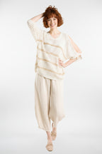Cotton Stripe Cold-Shoulder Knit