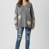 Cozy Heart-Detail V-Neck Sweater