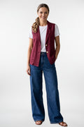 Cranberry Linen Vest