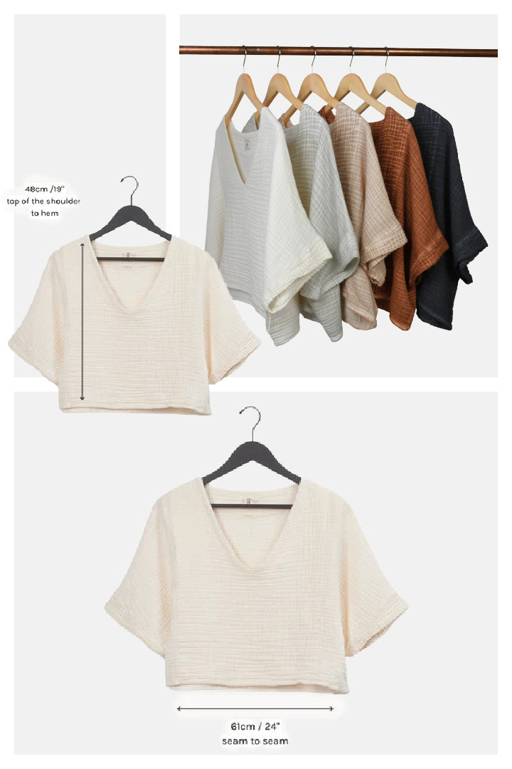 Beige Crinkle Crop Top