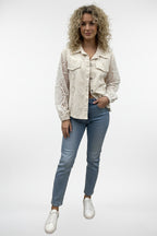 Crochet Embellished Long Sleeve Vest