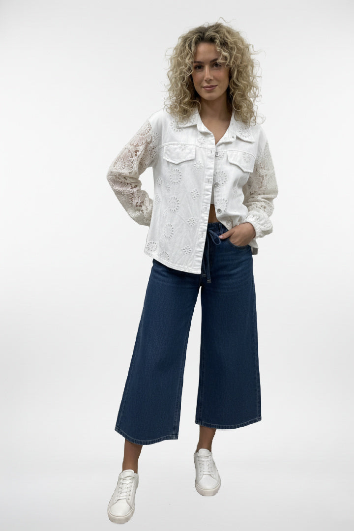 Crochet Embellished Long Sleeve Vest