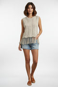 Camiseta de tirantes con dobladillo de flecos de crochet