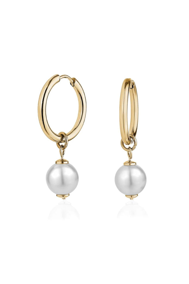 Crystal Pearl Hoop Earrings