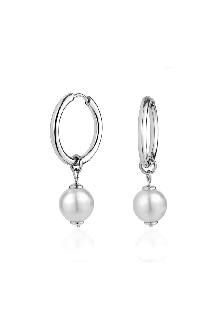 Crystal Pearl Hoop Earrings