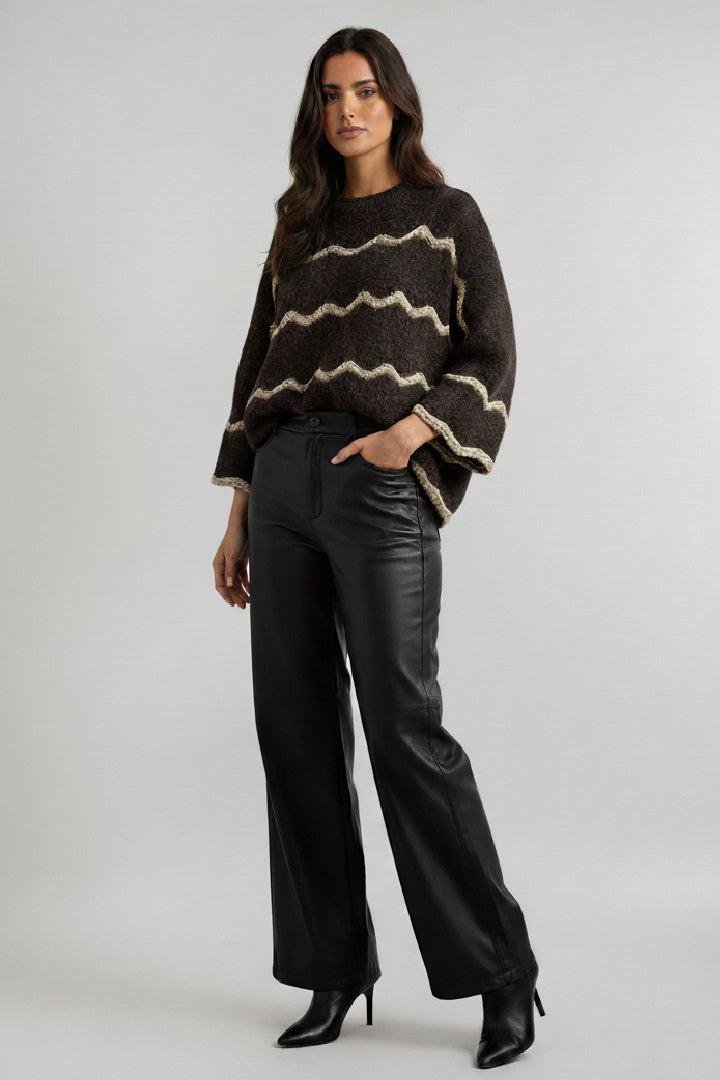 Desert Waves Crochet-Trim Sweater