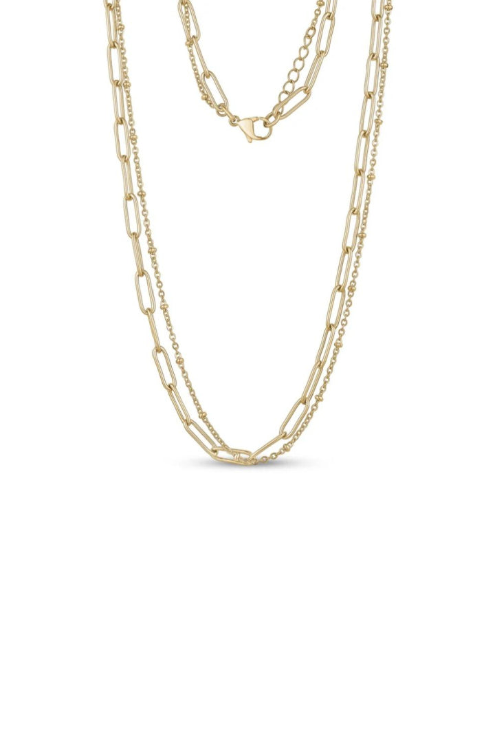Collier double chaîne trombone
