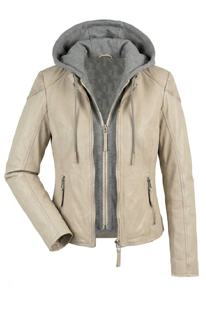 Veste en cuir Finja RF, Beige clair