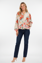 Chaqueta de lino floral