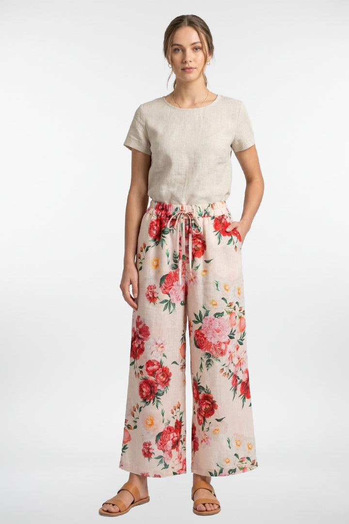 Flower Linen Pants