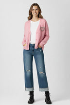 Fluffy Jewel Heart Cardigan