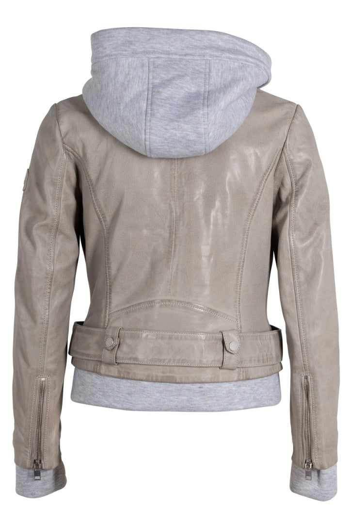 Freda RF Leather Jacket, Silver Grey
