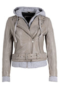 Freda RF Leather Jacket, Silver Grey