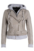 Freda RF Leather Jacket, Silver Grey
