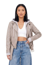 Freda RF Leather Jacket, Silver Grey