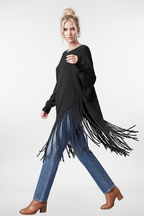 Fringe Haven Knit Poncho Top