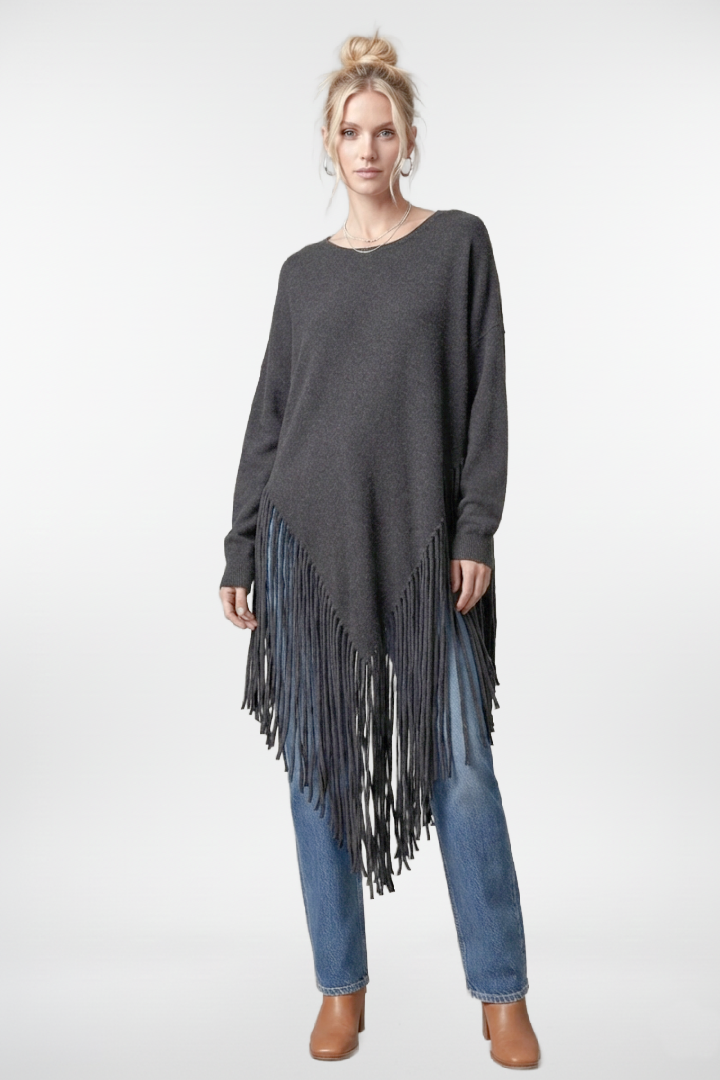 Fringe Haven Knit Poncho Top