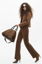 Fringe Suede-Effect Pants