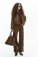 Fringe Suede-Effect Pants