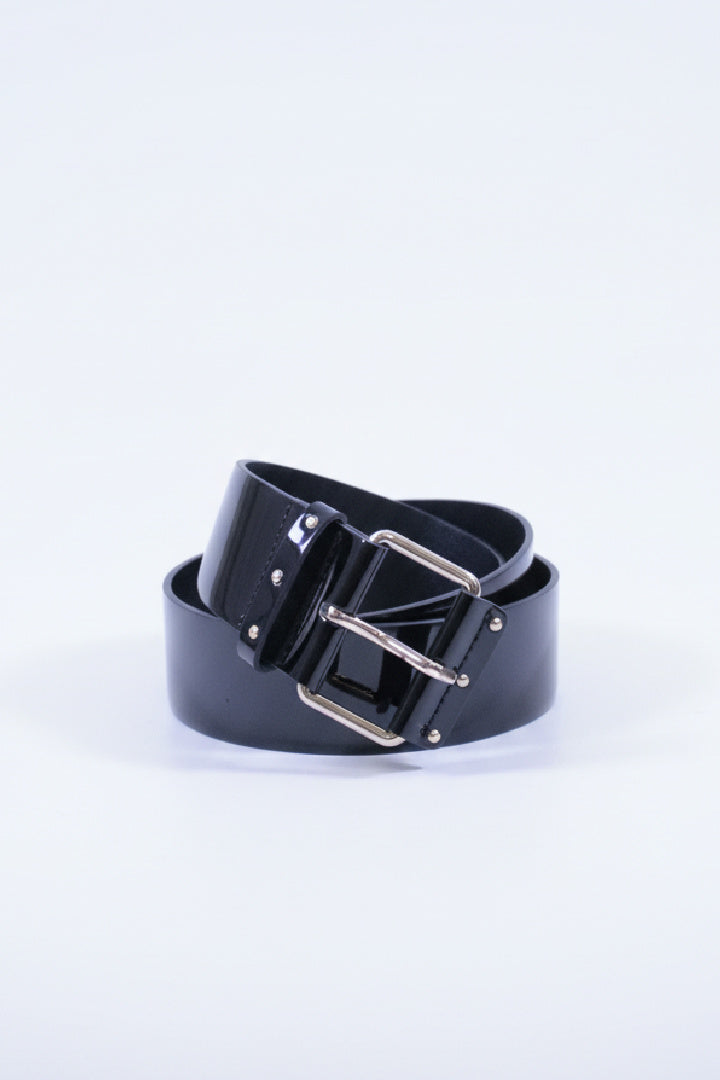 High-Shine Vegan Patent Leather Belt