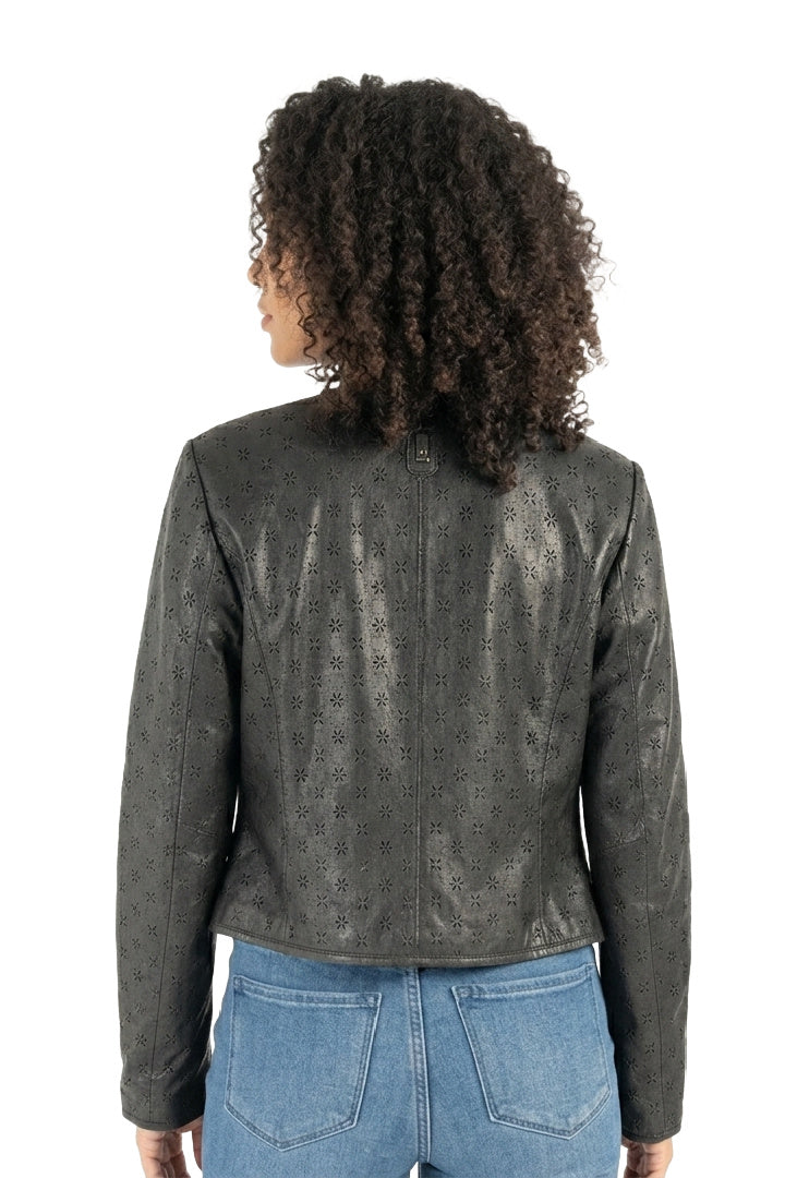 Chaqueta de cuero Hillary CF, color marfil.