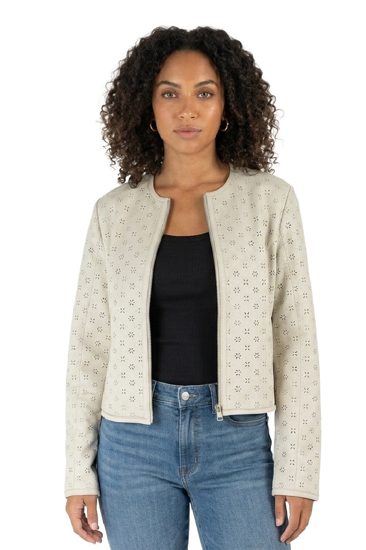 Veste en cuir Hillary CF, Ivoire