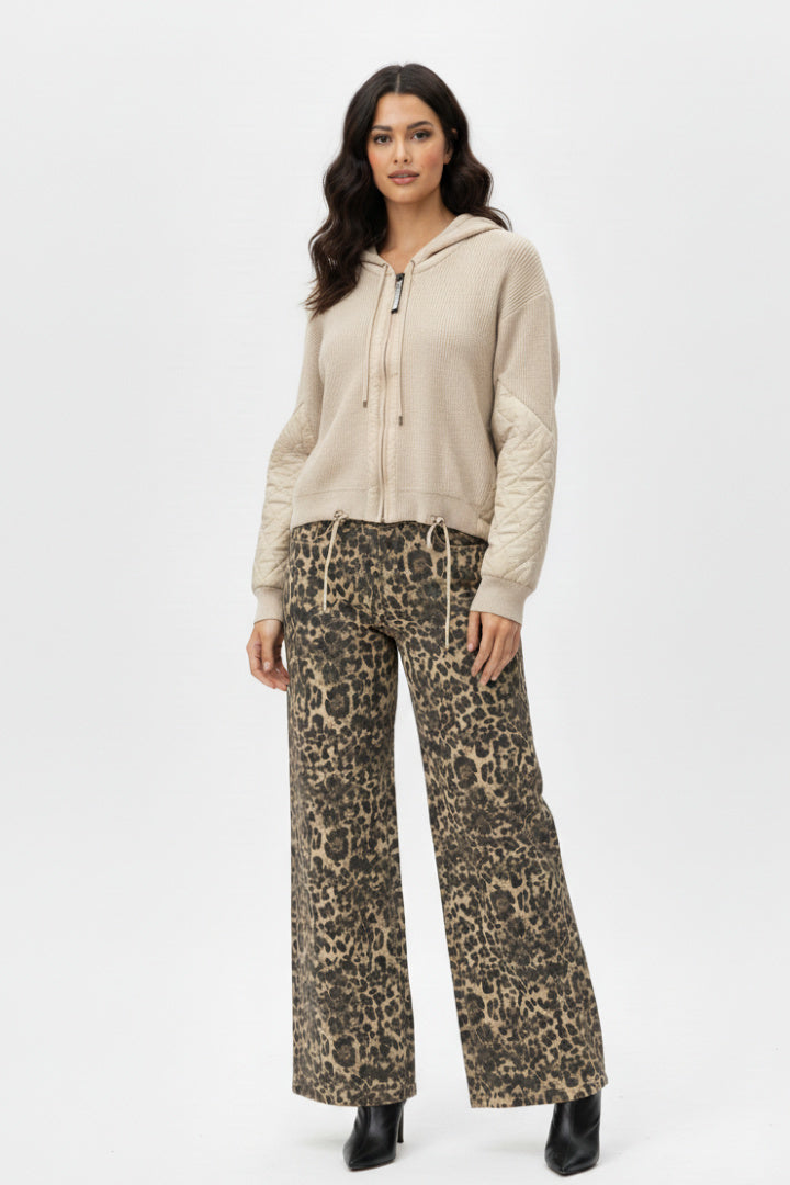 Hybrid Quilted Knit Zip-Up Hoodie