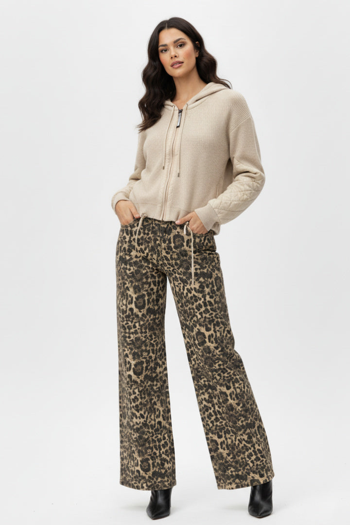 Hybrid Quilted Knit Zip-Up Hoodie