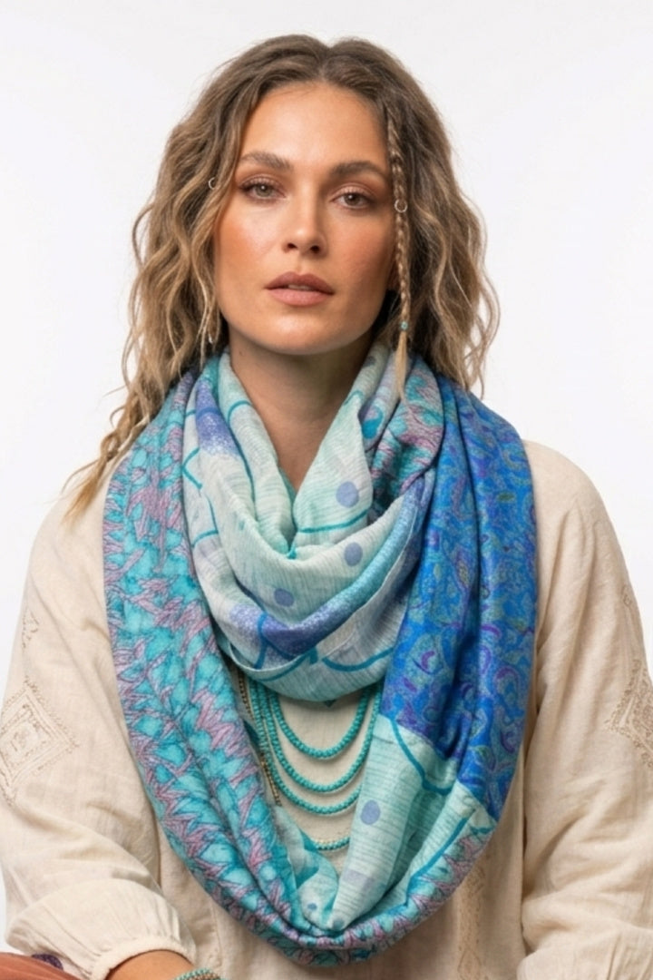 Bufanda infinita - Sari de seda reciclada