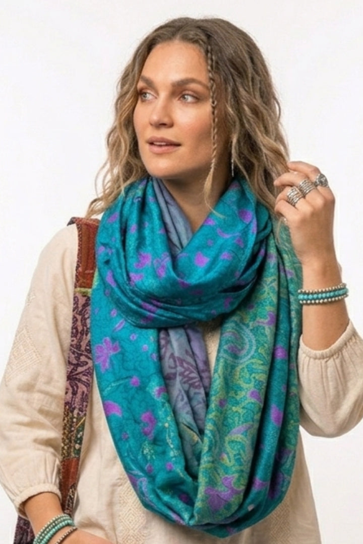Bufanda infinita - Sari de seda reciclada
