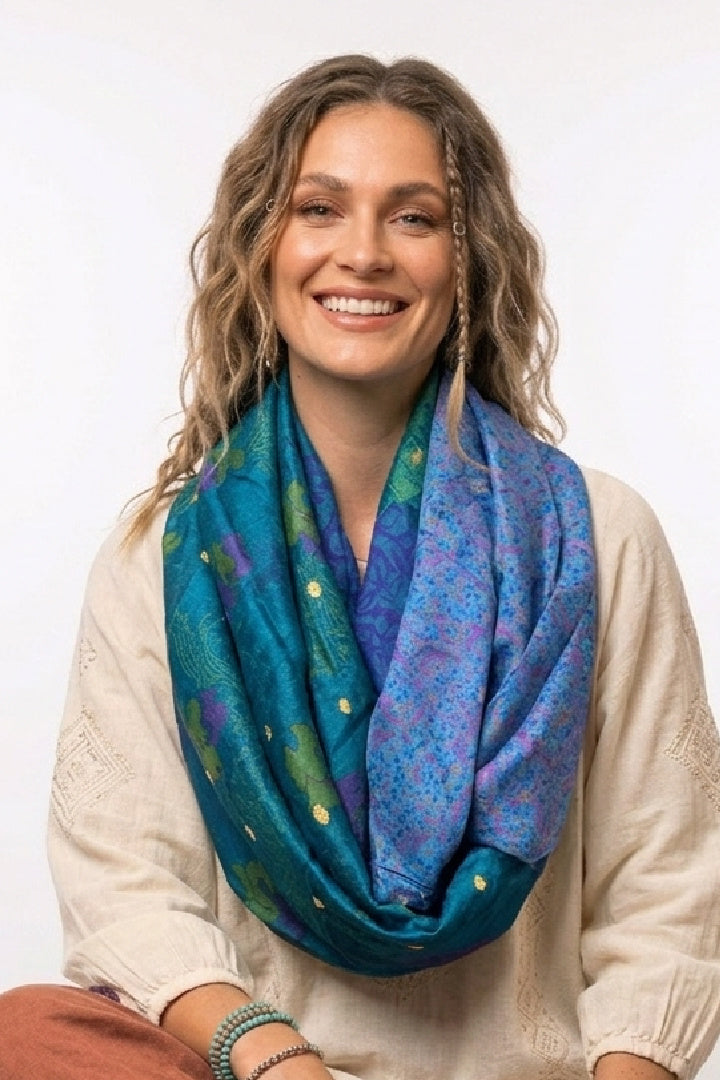 Bufanda infinita - Sari de seda reciclada