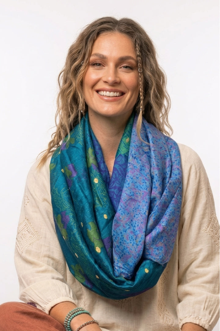 Écharpe Infinity - Sari en soie recyclée