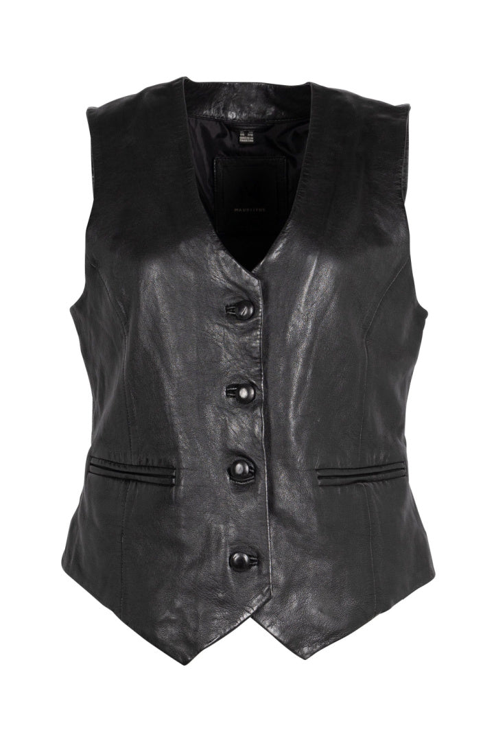 Chaleco de cuero Kiralee RF, negro.