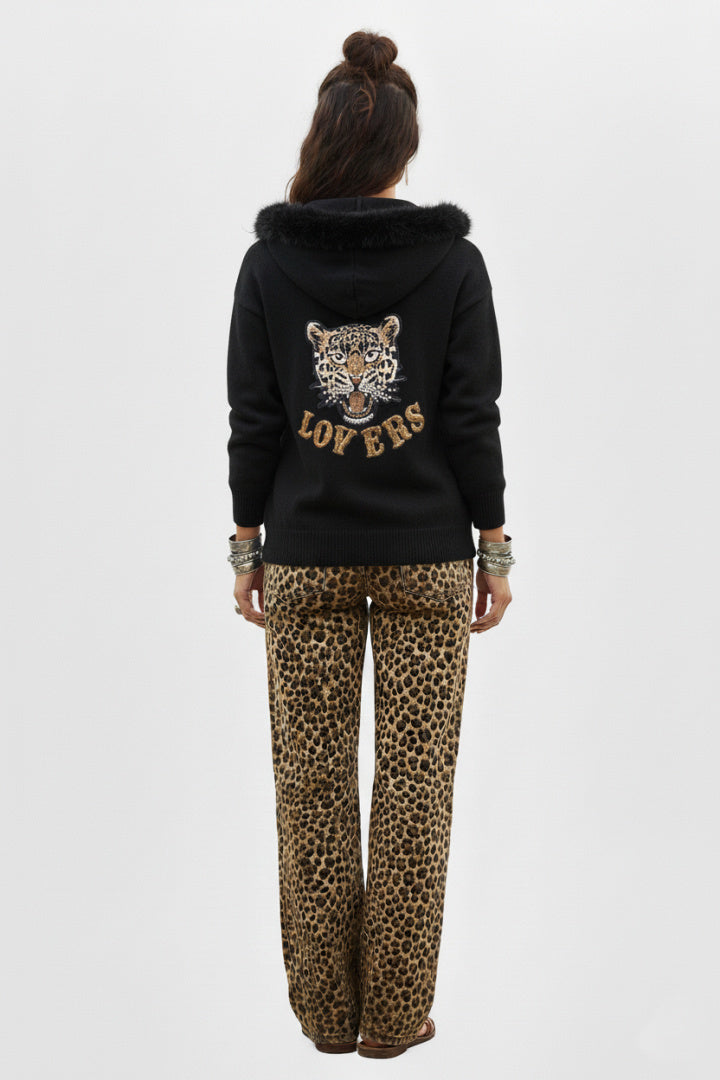 Leopard Lovers Zip-Up Cardigan Hoodie