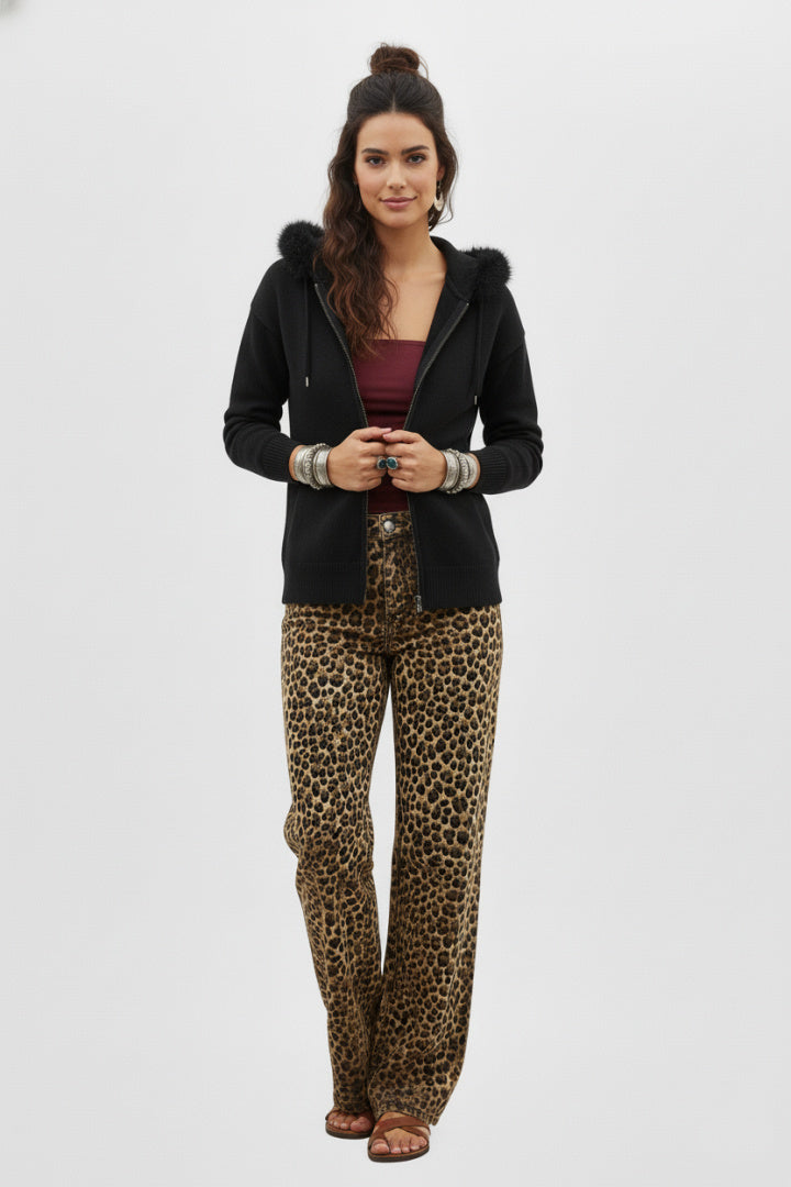 Leopard Lovers Zip-Up Cardigan Hoodie