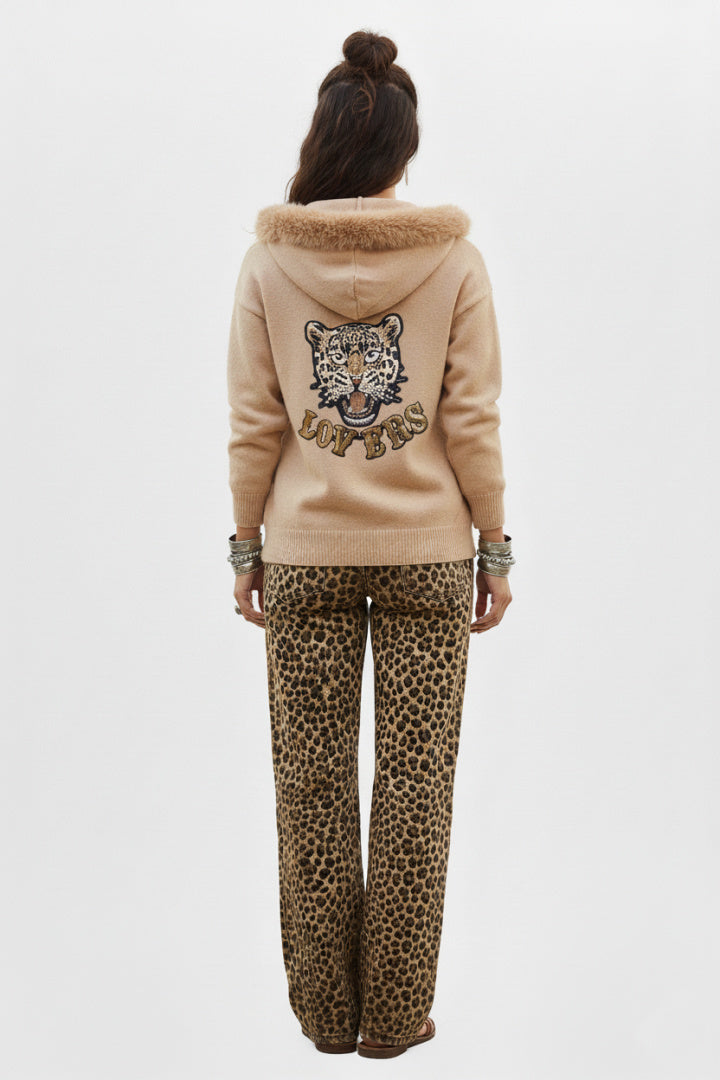 Leopard Lovers Zip-Up Cardigan Hoodie