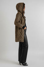 Leopard Neoprene Hooded Coat