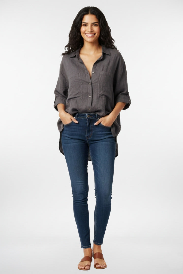 Linen 3/4 Sleeve Pocket Shirt