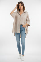 Linen Boxy Sleeves Long Shirt