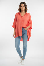 Linen Boxy Sleeves Long Shirt