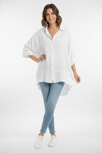 Linen Boxy Sleeves Long Shirt