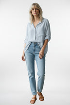 Linen Button Down 3/4 Sleeve Shirt