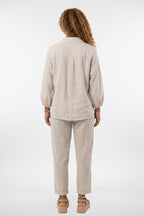 Chemise en lin à manches 3/4 boutonnée